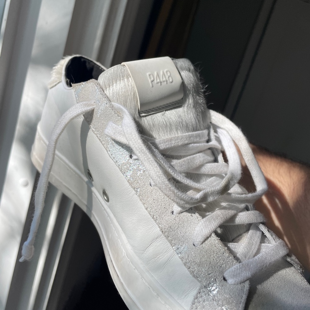 P448 size 40 white and silver faux-fur sneakers - Picture 9 of 9